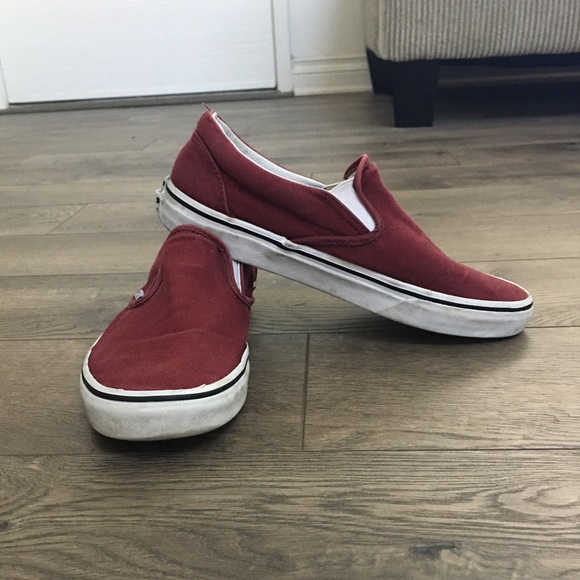 burgundy slip ons vans